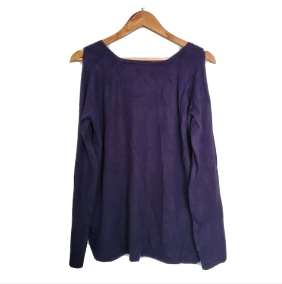 NEW Devotion By Cyrus Blue Cold Shoulder Sweater - Picture 2 of 4